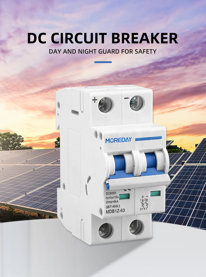 Factory Price DC Circuit Breaker Solar System 2p DC MCB 16A 20A 25A 32A 40A 50A 63A 800V Miniature Circuit Breaker DC MCB