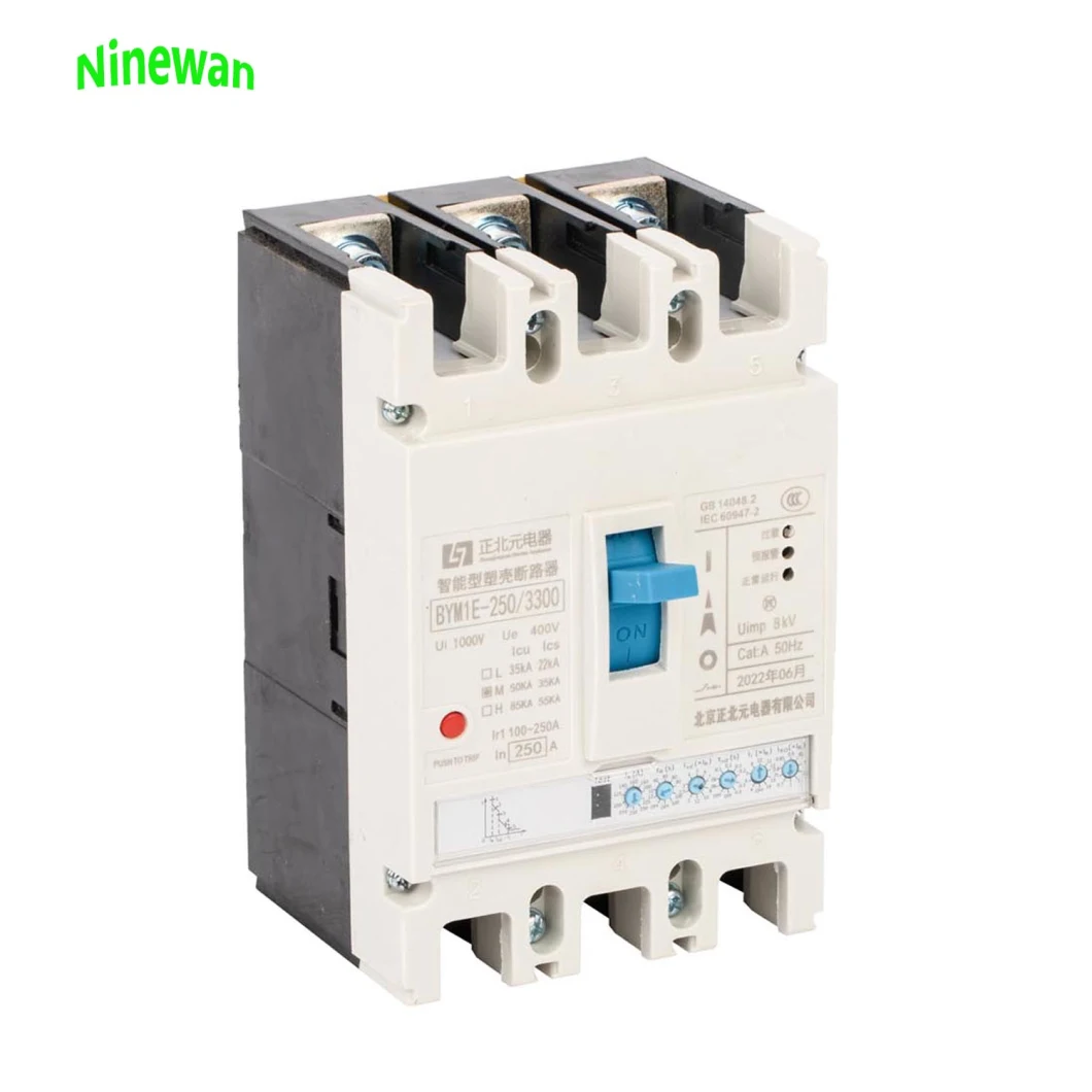 Ninewan MCCB Breaker 3p 63A 80A 125A AC400V 50Hz 3 Phase Moulded Case Circuit Breaker 4 Pole MCCB