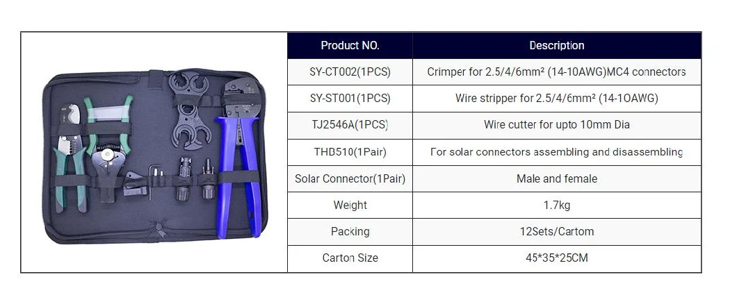 High Quality CE Standred Solar Tool Kits Tool Box for Solar System Installation